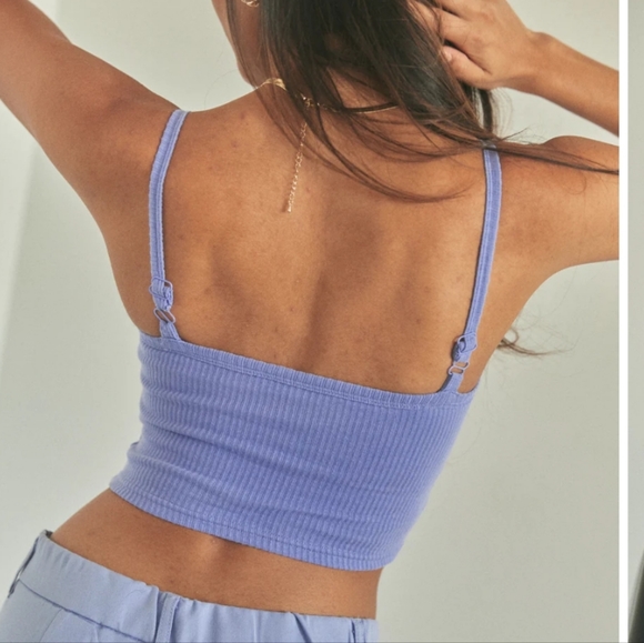 Klassy Network Ribbed Brami Crop size Small Color Periwinkle - Picture 4 of 13